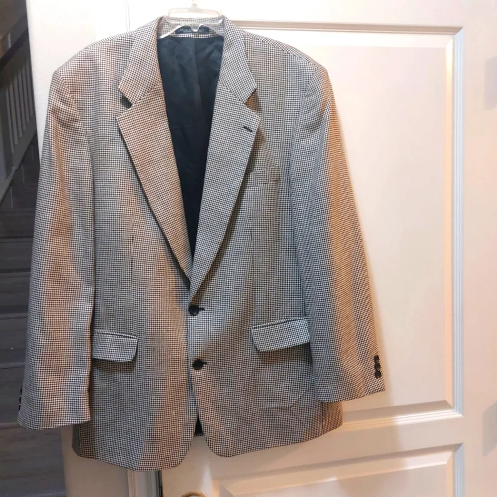 BRANDINI 100% Genuine Wool Men's Black and White Jacket Size 44L